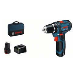 Bosch Akku-Bohrschrauber GSR 12V-15 mit 2 x 2,0 Ah Akku