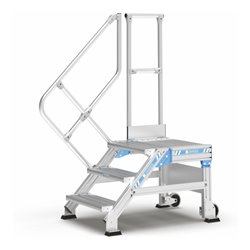 ZARGES Treppenpodest fahrbar 45° 4 Stufen, 600 mm breit, Höhe 0.80 m