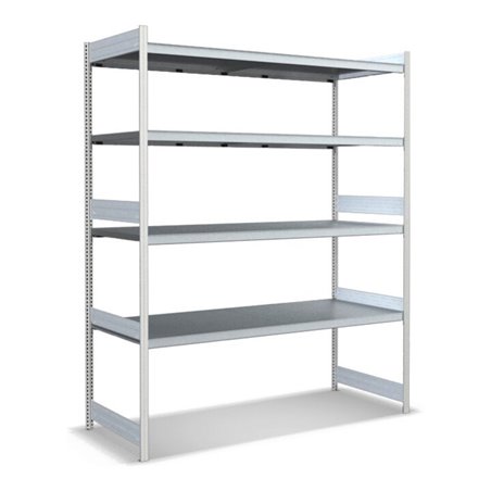 Bito Großfachregal-Set mit 4 Ebenen Fachboden L2066xH2500xT824 mm, Grundfeld lichtgrau