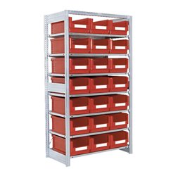 Bito Behälterregal mit 21 Sichtlagerkästen L1058xH1850x524 mm, Grundfeld verzinkt