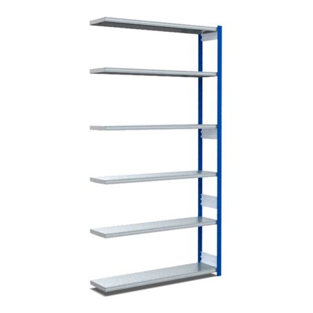 Bito Fachbodenregal Typ:EL mit 6 Fachböden L1008xH2500xT324 mm, Anbaufeld 100 kg enzianblau