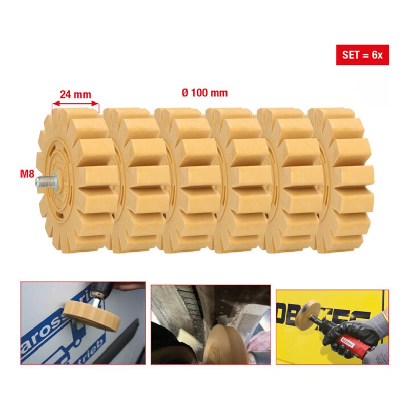 KS Tools Folienradierer mit Lamellen, Ø 100 mm, Breite 24 mm, 6er Pack