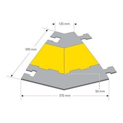 Moravia Winkelstück rechts f. 5-Kanal Kabelbrücke, Hartgummi, mit Deckel, 590x570x50 mm