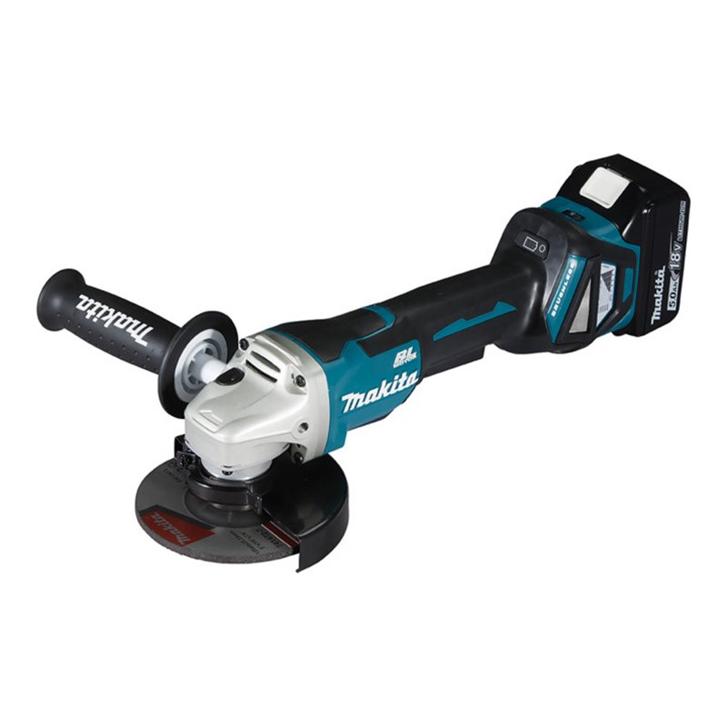 Makita Akku-Winkelschleifer 18 V / 5,0 Ah, 2 Akkus + Ladegerät im MAKPAC DGA515RTJ