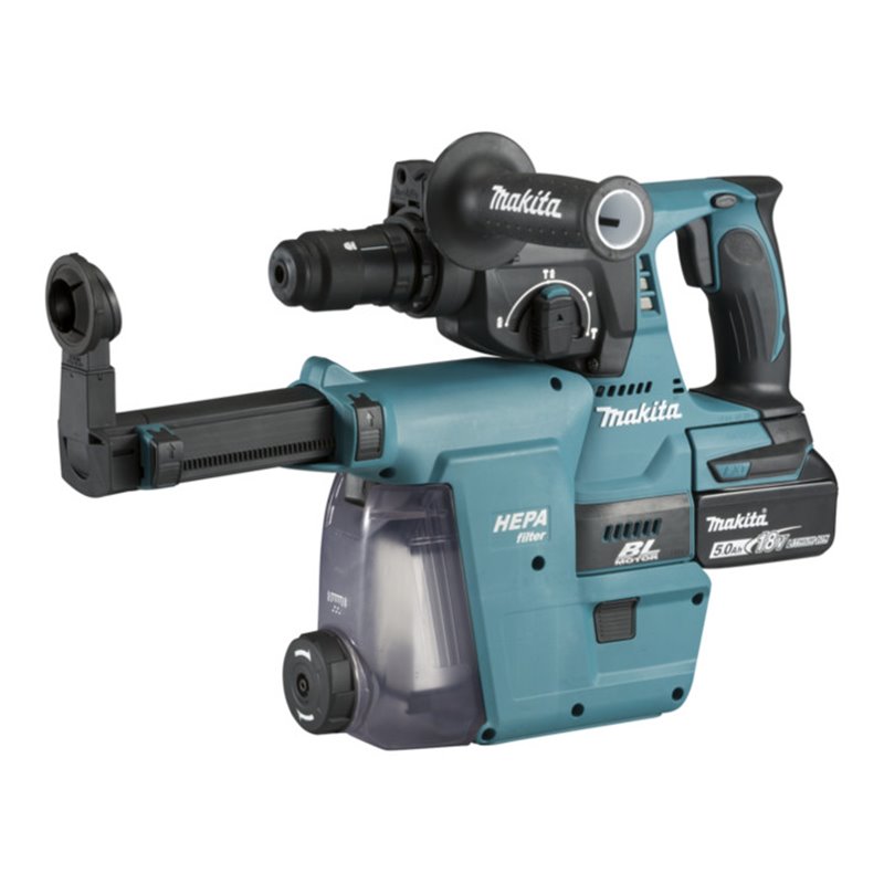 Makita Akku-Kombihammer SDS-PLUS 18V/5,0Ah mit Staubabsaugung DHR243RTJW