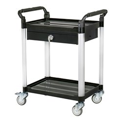 STIER Servierwagen mit 2 Etagen und Schublade LxBxH 860x480x930 mm