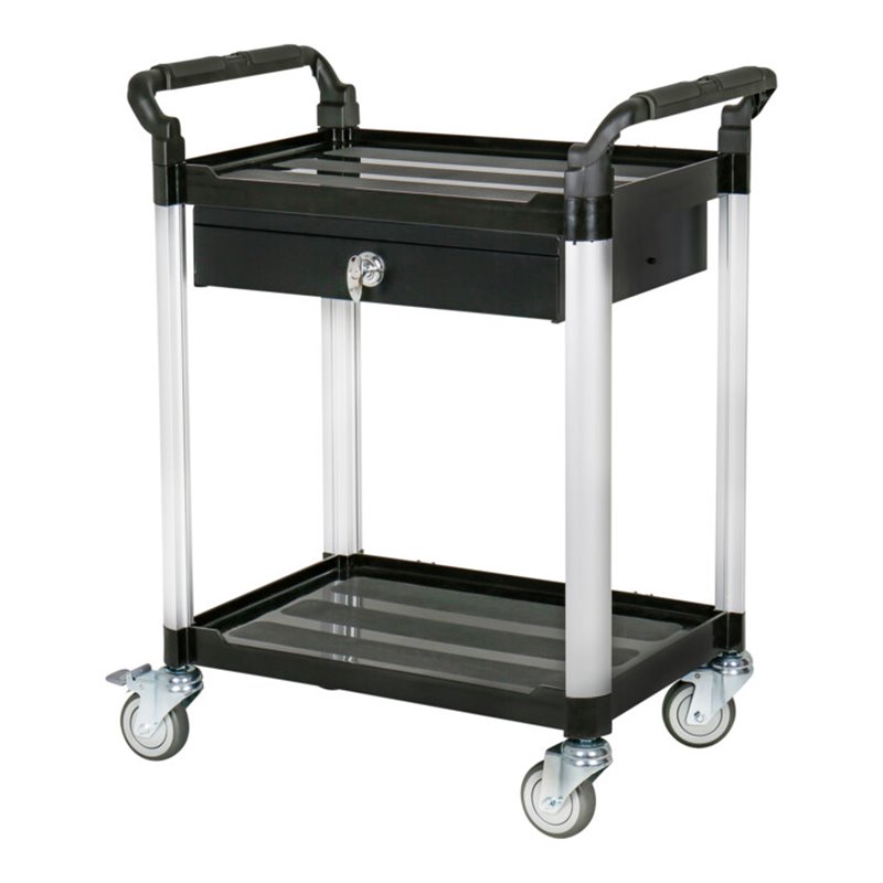 STIER Servierwagen mit 2 Etagen und Schublade LxBxH 860x480x930 mm