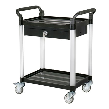 STIER Servierwagen mit 2 Etagen und Schublade LxBxH 860x480x930 mm
