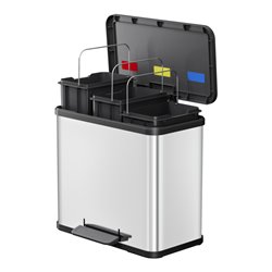 Hailo Öko trio Plus L, Tret-Mülltrenner, 3x9 ltr, Edelstahl
