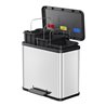 Hailo Öko trio Plus L, Tret-Mülltrenner, 3x9 ltr, Edelstahl