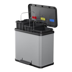 Hailo Öko trio Plus L, Tret-Mülltrenner, 3x9 ltr, Silber