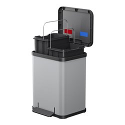 Hailo Öko duo Plus M, Tret-Mülltrenner, 2x9 ltr, Silber