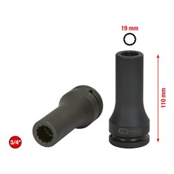 KS Tools 3/4 Zoll Kraft-Stecknuss Vielzahn, lang, 19mm