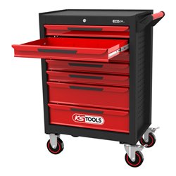 KS Tools ECOline SCHWARZ/ROT Werkstattwagen mit 7 Schubladen