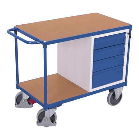 VARIOfit Werkstattwagen mit 2 Ladeflächen und 4 Schubladen Traglast 500 kg