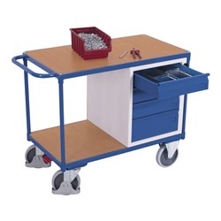 VARIOfit Werkstattwagen mit 2 Ladeflächen und 4 Schubladen Traglast 500 kg