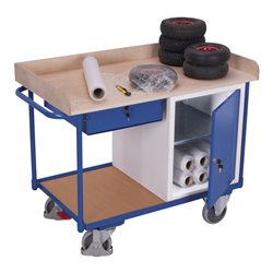 VARIOfit Werkstattwagen mit 2 Ladeflächen inkl. Tablett 1 Schrank und 1 Schublade