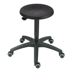 STIER Arbeitshocker mit Rollen Sitzhöhe 420-610 mm PU-Sitz