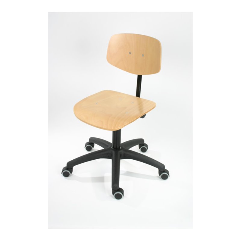 STIER Arbeitsstuhl mit Rollen Sitzhöhe 450-640 mm Buche natur