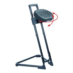 STIER Stehhilfe mit Stahlgestell schwarz Sitzhöhe 600-850 mm PU-Sitz