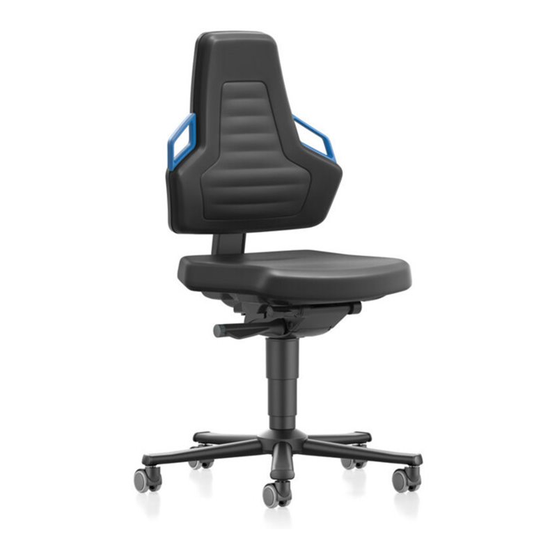 Arbeitsdrehstuhl Nexxit Rl.Integralschaum schwarz Griff blau 450-600mm BIMOS