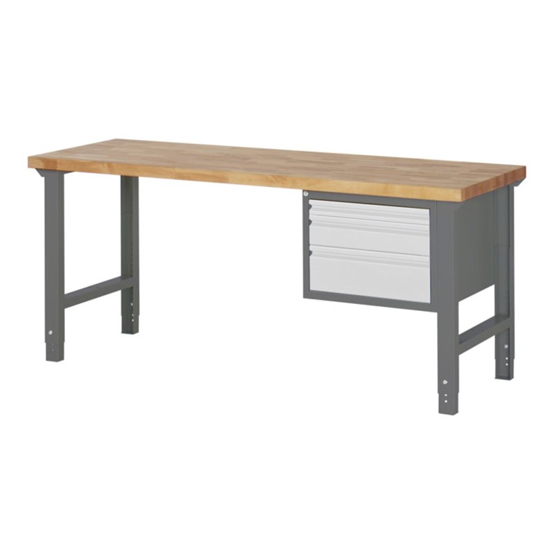 STIER Höhenverstellbare Werkbank Premium mit 3 Schubladen BxTxH 2000x700x790-1140mm