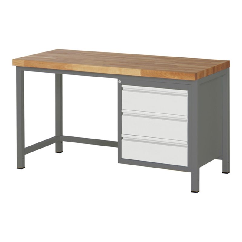 STIER Höhenverstellbare Werkbank Premium mit 3 Schubladen BxTxH 1500x700x840-1040mm