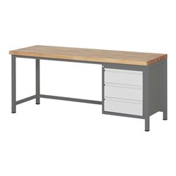 STIER Höhenverstellbare Werkbank Premium mit 3 Schubladen BxTxH 2000x700x840-1040mm