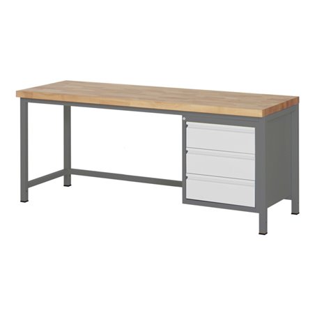 STIER Höhenverstellbare Werkbank Premium mit 3 Schubladen BxTxH 2000x700x840-1040mm