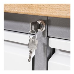 STIER Höhenverstellbare Werkbank Premium mit 3 Schubladen und 2 Flügeltüren BxTxH 2000x700x840-1040mm