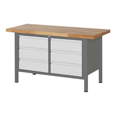 STIER Höhenverstellbare Werkbank Premium mit 6 Schubladen BxTxH 1500x700x840-1040mm