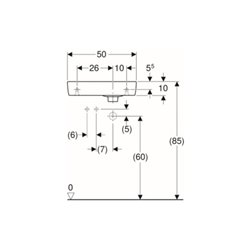 Geberit Handwaschbecken Renova Compact 50x25cm, m Hahnl. li, mit Überlauf, weiß