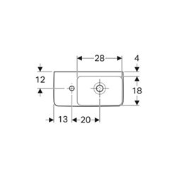 Geberit Handwaschbecken Renova Compact 50x25cm, m Hahnl. li, mit Überlauf, weiß