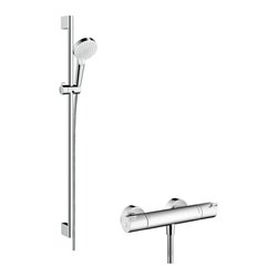 hansgrohe Brausesystem Crometta 900mm Brausestange, m Thermostat, weiß/chrom