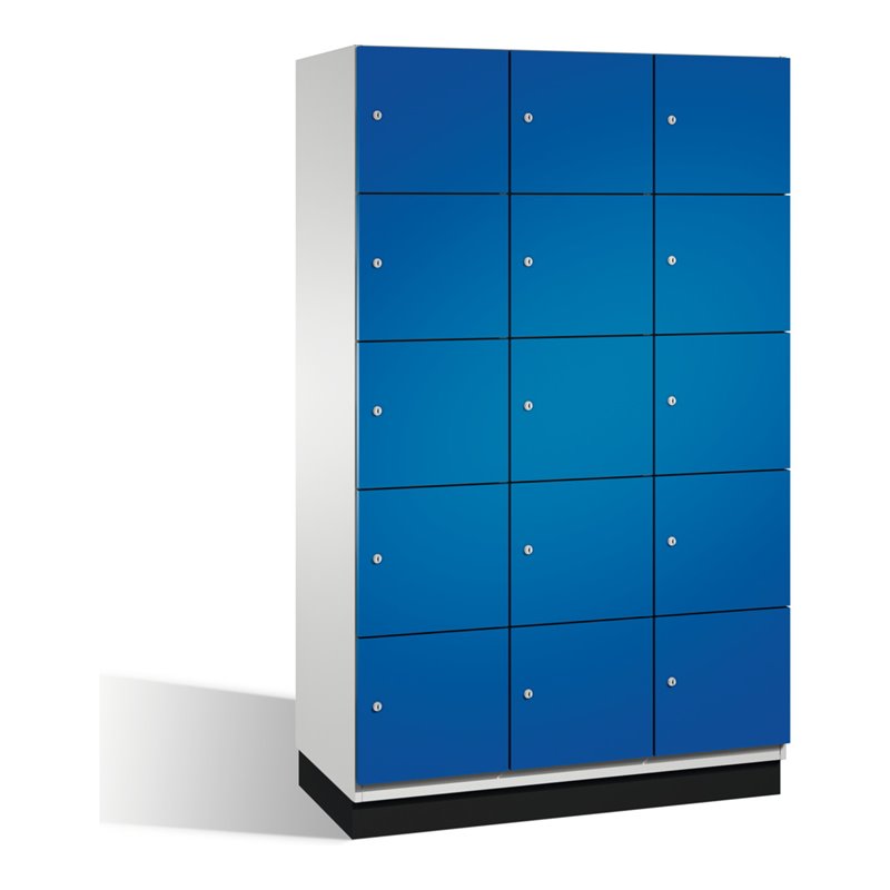 C+P Fächerschrank Cambio auf Sockel 15 Fächer Front Enzianblau Korpus Lichtgrau