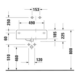 Duravit Universalbecken Scola 61,5x46cm, m HL, Ü, HL, Beck. re, we.