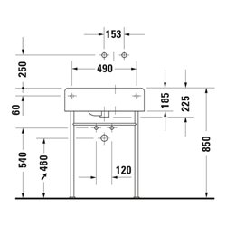 Duravit Universalbecken Scola 61,5x46cm, m HL, Ü, HL, Beck. re, we.