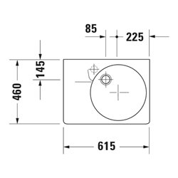 Duravit Universalbecken Scola 61,5x46cm, m HL, Ü, HL, Beck. re, we.