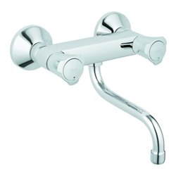 Grohe 2-Gr-Spültisch-Wand-Armatur Costa 1/2', A 20cm, Metallgriffe, isol., chr