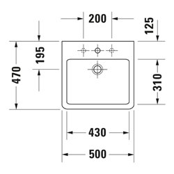 Duravit Möbelwaschtisch Vero 50x47cm, we, geschli., m HL, ÜL, HLB