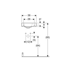 Geberit Handwaschbecken iCon 38x28cm, m Hahnl. re, o. Überlauf, weiß