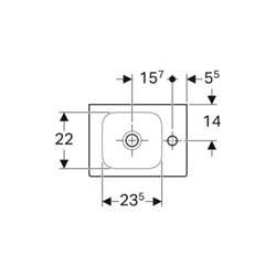 Geberit Handwaschbecken iCon 38x28cm, m Hahnl. re, o. Überlauf, weiß