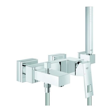 Grohe Wannen-Einhebelmischer Eurocube chrom, mit Brausegarnitur, Wandmontage