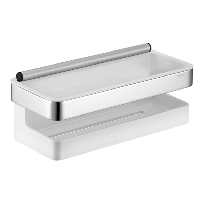 Keuco Duschkorb Moll 3-tlg., mit Glasabzieher, verchromt/weiß