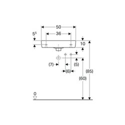 Geberit Handwaschbecken Renova Compact 50x25cm, m Hahnl. re, mit Überlauf, weiß