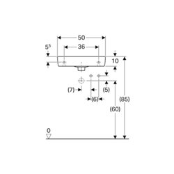 Geberit Handwaschbecken Renova Compact 50x25cm, m Hahnl. re, mit Überlauf, weiß