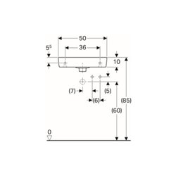 Geberit Handwaschbecken Renova Compact 50x25cm, m Hahnl. re, mit Überlauf, weiß