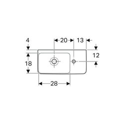 Geberit Handwaschbecken Renova Compact 50x25cm, m Hahnl. re, mit Überlauf, weiß