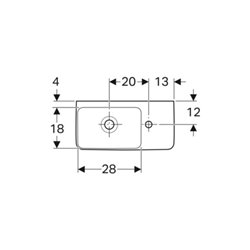 Geberit Handwaschbecken Renova Compact 50x25cm, m Hahnl. re, mit Überlauf, weiß