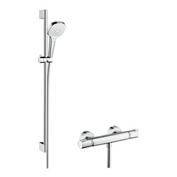 hansgrohe Brausesystem Croma Select E 959mm Brausestange, m Thermostat, weiß/chrom
